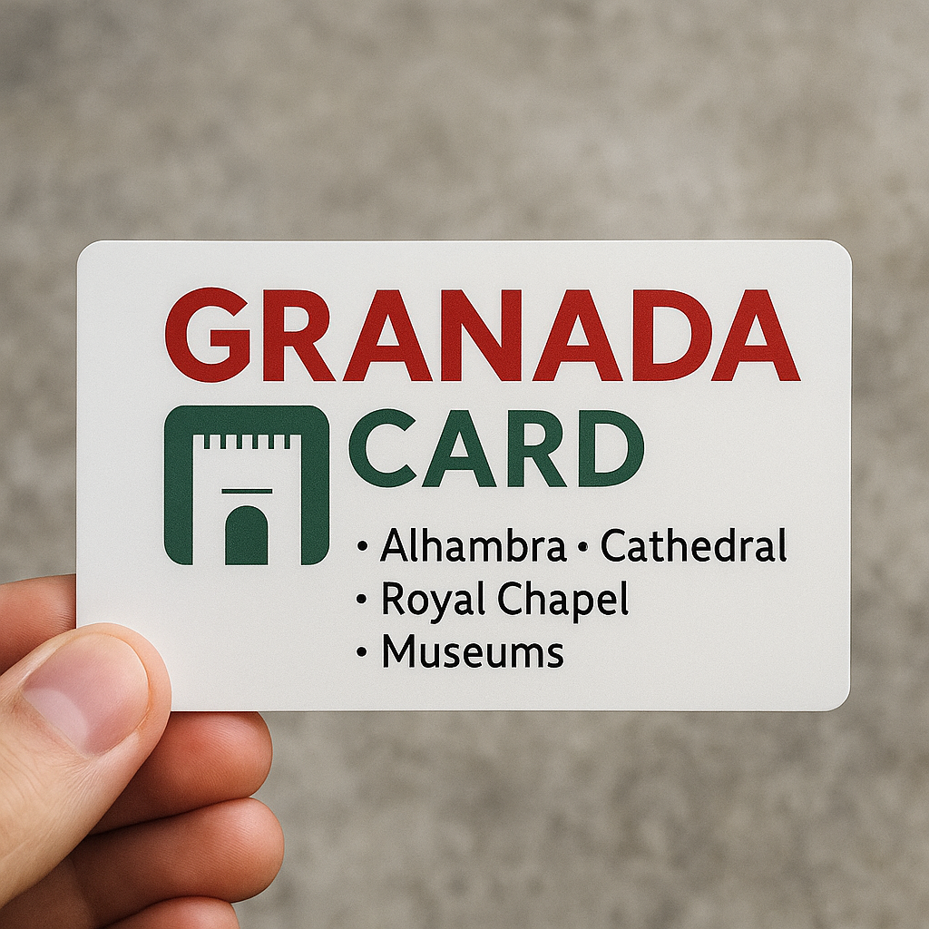 Tarjeta Granada Card, título en rojo y verde